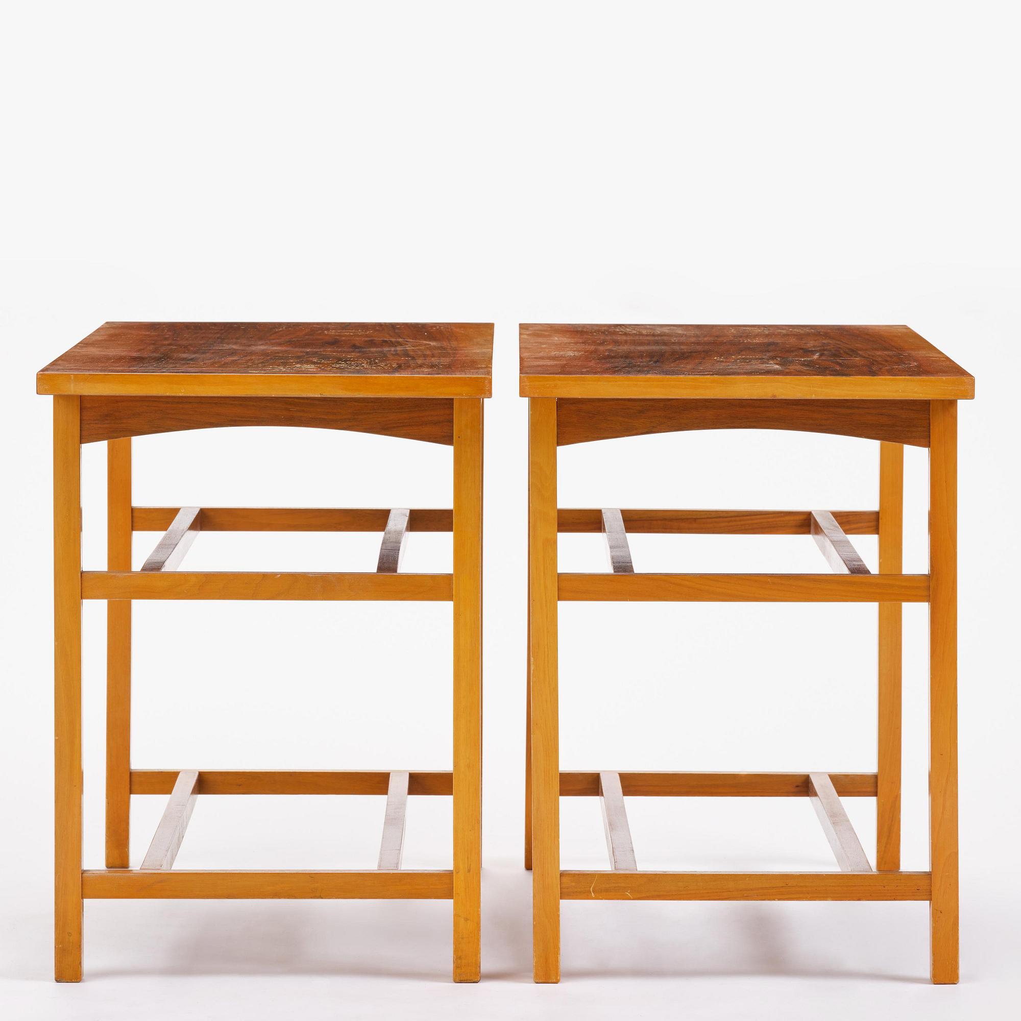 Josef Frank, a pair of side tables, model B 2184, Firma Svenskt Tenn, Sweden, mid-20th century.