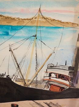 Sigrid Hjertén, Ships at the harbour, Stadsgårdskajen.