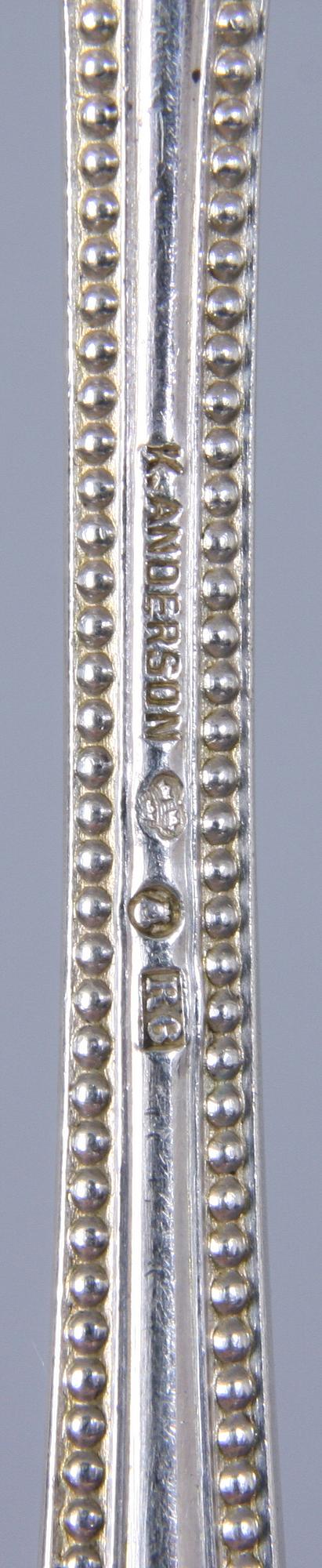 MATSKEDAR, 9, silver, delvis Firma K. Andersson, ca 550 g.