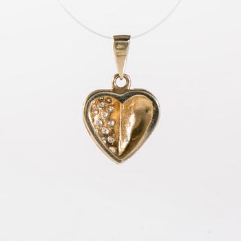HÄNGE, 14K guld, 16 små diamanter. Vikt 2,6 g.
