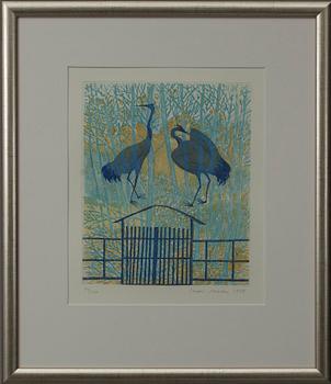 INARI KROHN, färgetsning, sign. och dat. 1998.