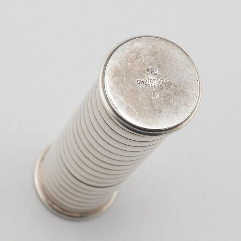 Three ligthers by Pierre Cardin, Ronson and Zippo and shopsticks and a scent bottle from Christofle.