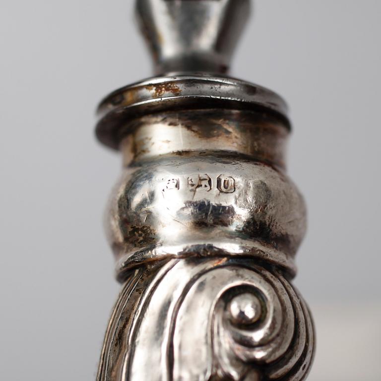 TRANCHERSET, 4 delar, beslag av silver, England, omkring år 1900.