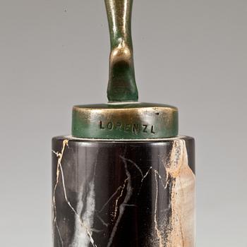 JOSEF LORENTZL, skulptur, signerad, grönpatinerad, brons.