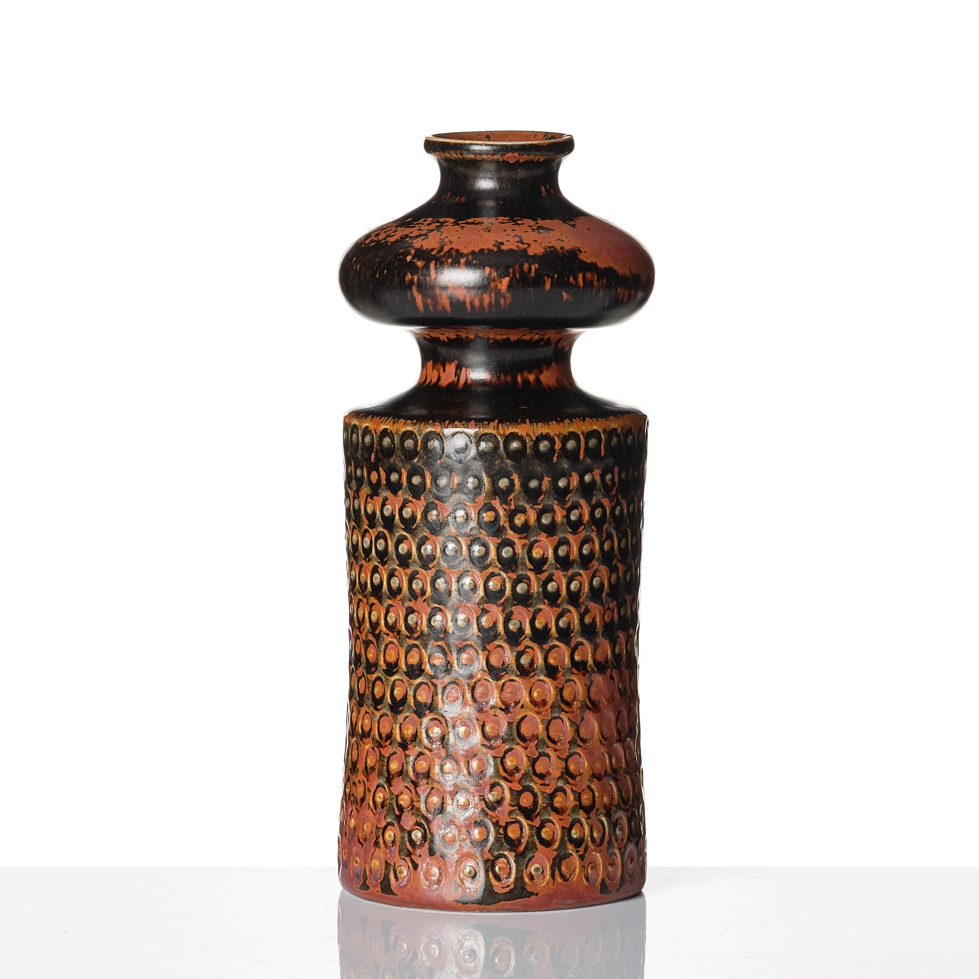 Stig Lindberg, a stoneware vase, Gustavsberg studio, Sweden 1966.