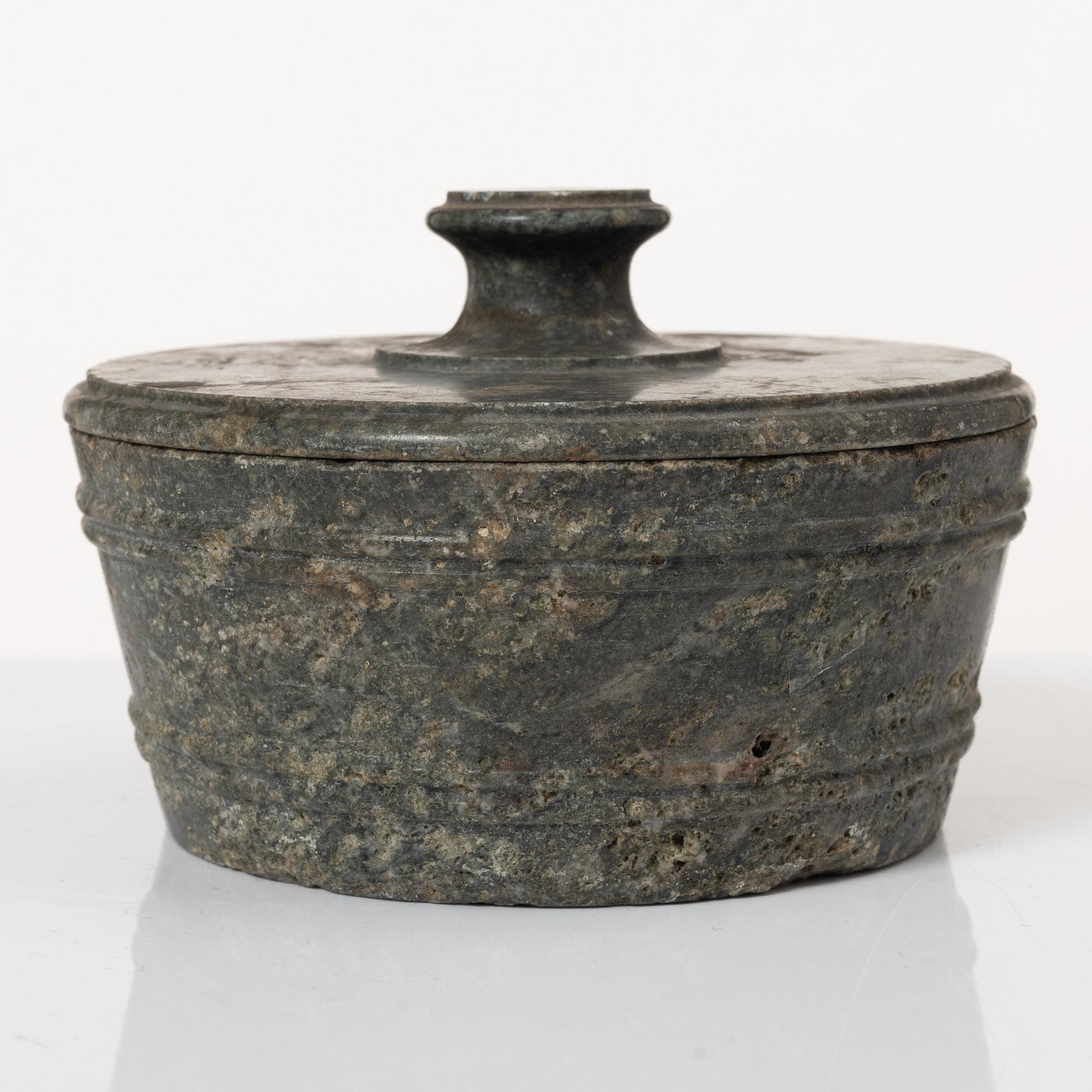 A 'Kolmård' marble butter box, Sweden, early 19th century.