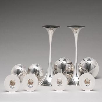 Tapio Wirkkala, a set of 6 silver candlesticks ( three pairs), Kultakeskus OY, Hämeenlinna, Finland 1978-87.