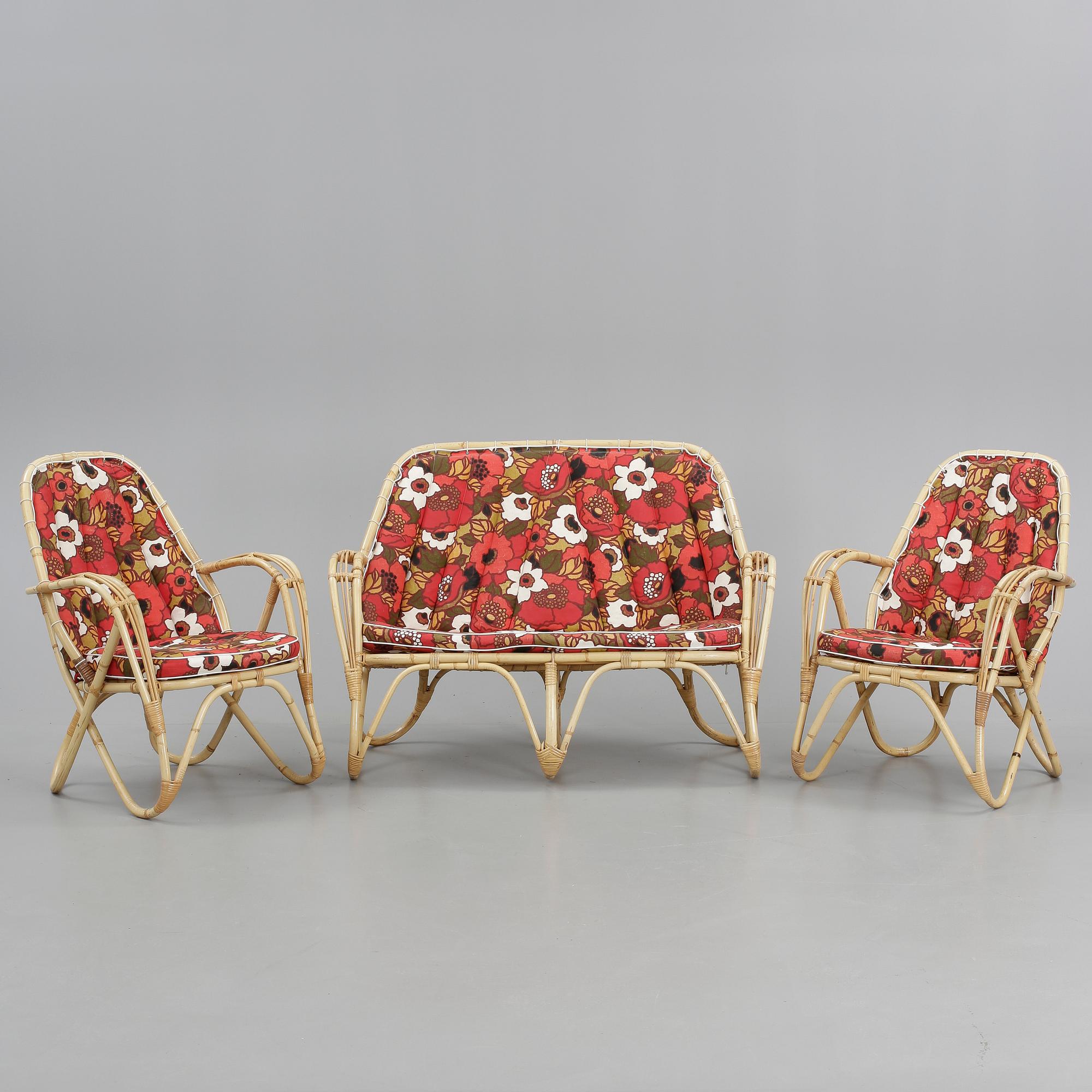 SOFFA samt FÅTÖLJER, 1+2, 1900-talets andra hälft.