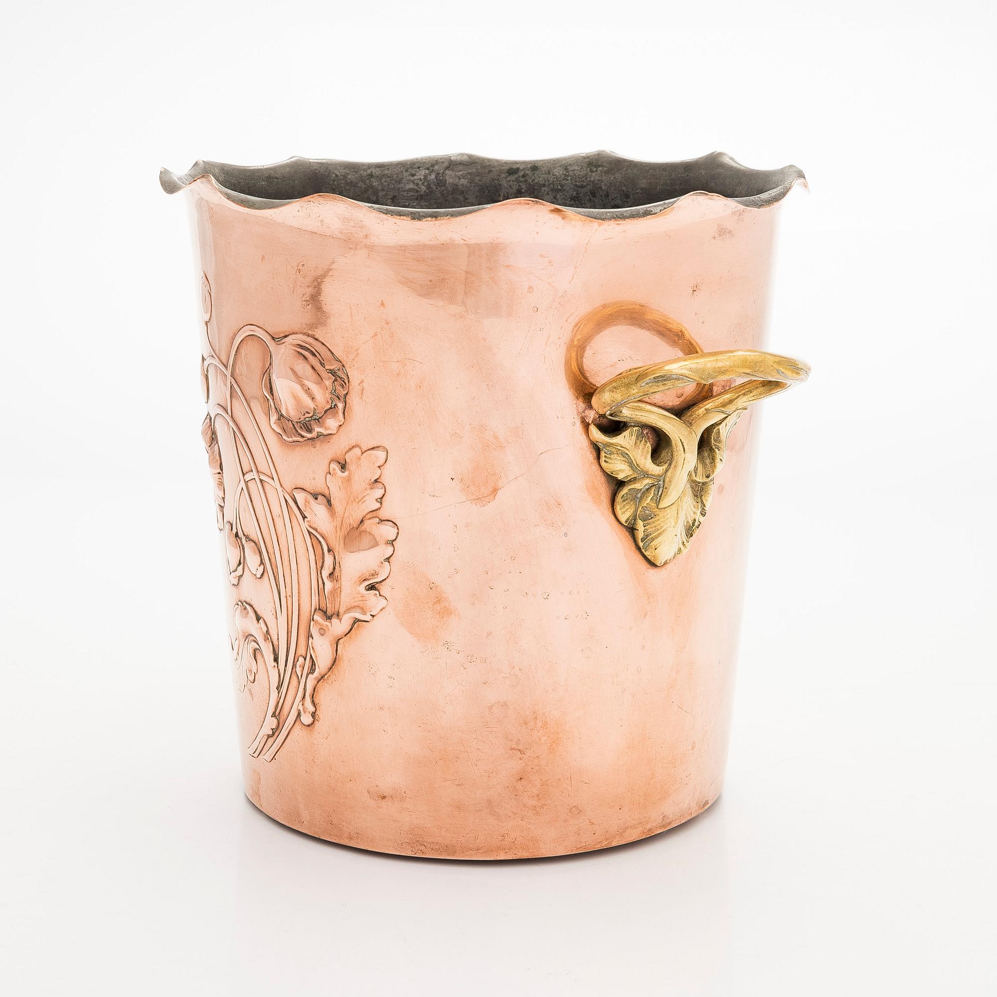 An early 20th century champagnecooler for WMF, Württembergische Metallwarenfabrik, Germany.