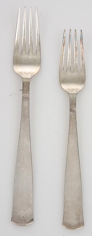 BESTICKSERVISDELAR, 95 st, silver, "Rosenholm" Jacob Ängman, GAB mestadels 1950-tal.