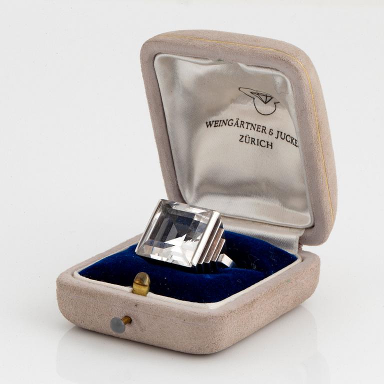 Wiwen Nilsson, a sterling silver ring with a facet cut rock crystal, Lund, Sweden 1965.