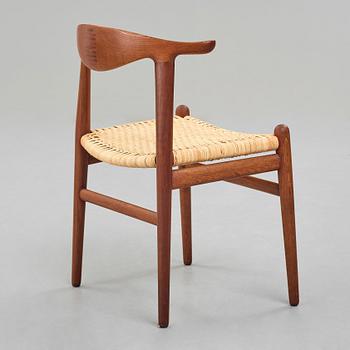 HANS J WEGNER, a teak, oak and cane "Cowhorn chair", JH 505, Johannes Hansen, Denmark 1950-60's.