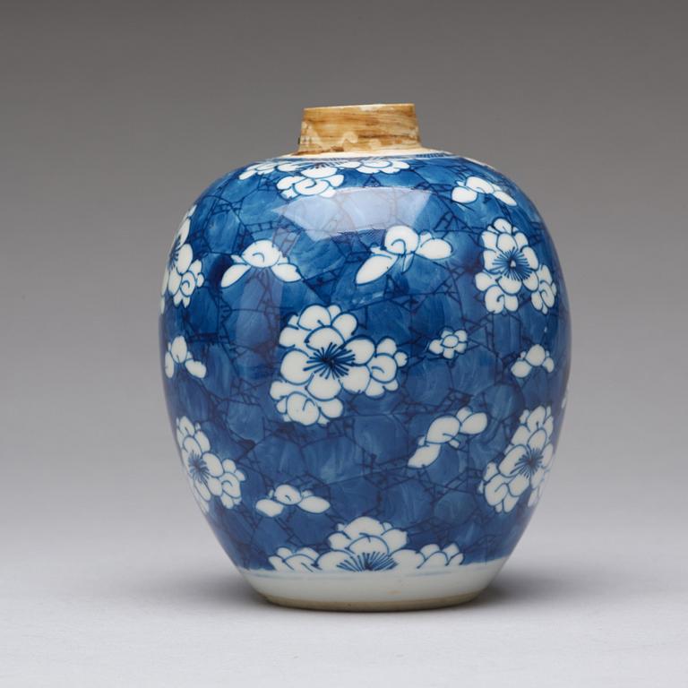 A blue and white tea caddy, Qing dynasty, Kangxi (1662-1722).