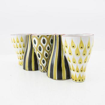 Stig Lindberg, vase/candlestick "snurran" faience signed Gustavsbergs studio, mid-20th century.