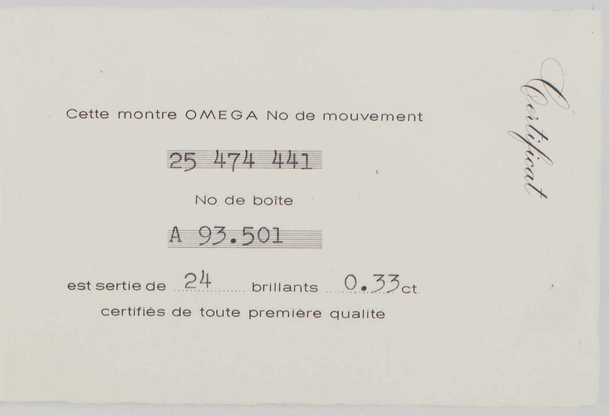 OMEGA, wristwatch, 15 x 15 mm.