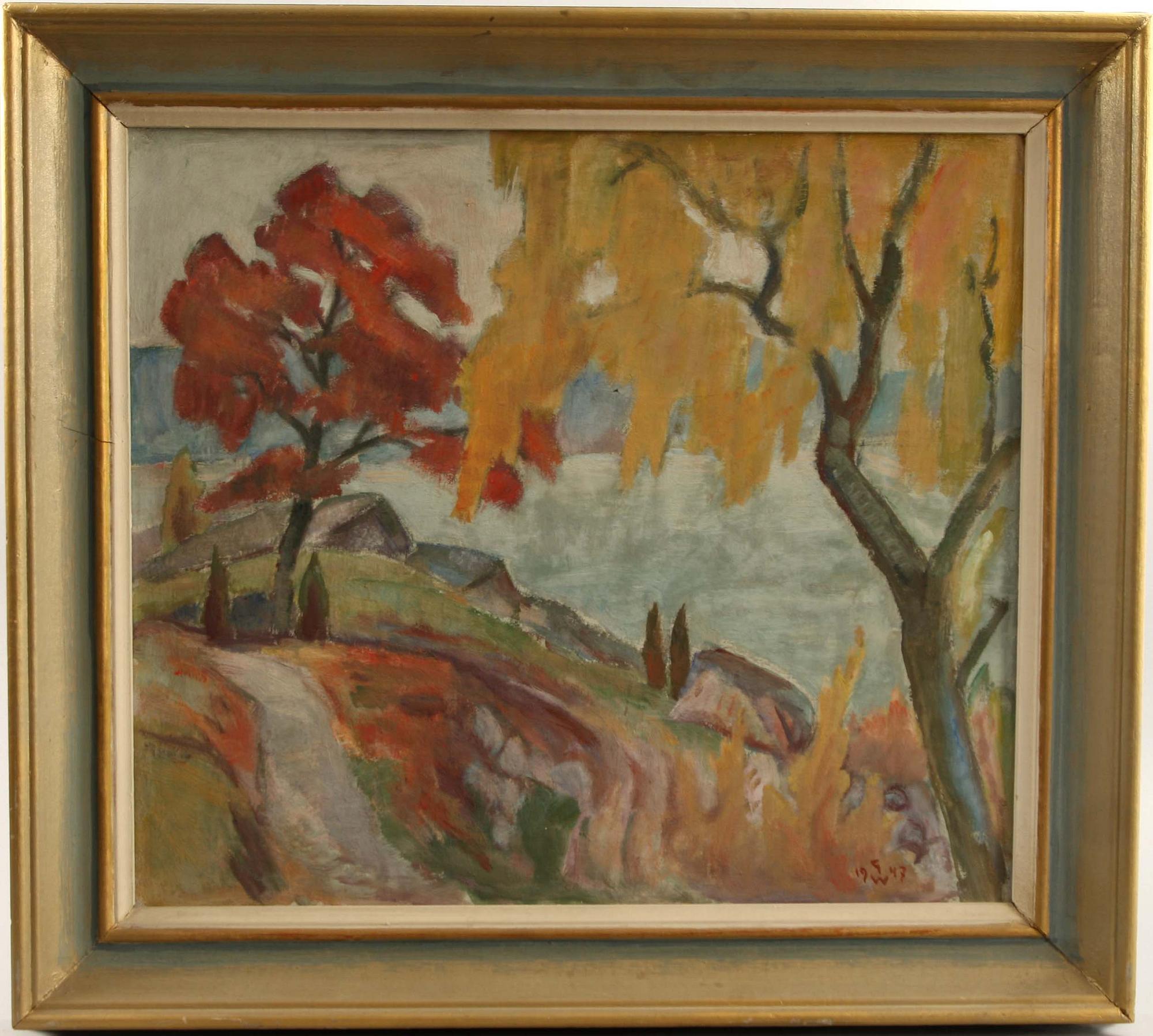 GÖSTA WESSTRÖM, olja på pannå, monogramsign o dat- 1947.