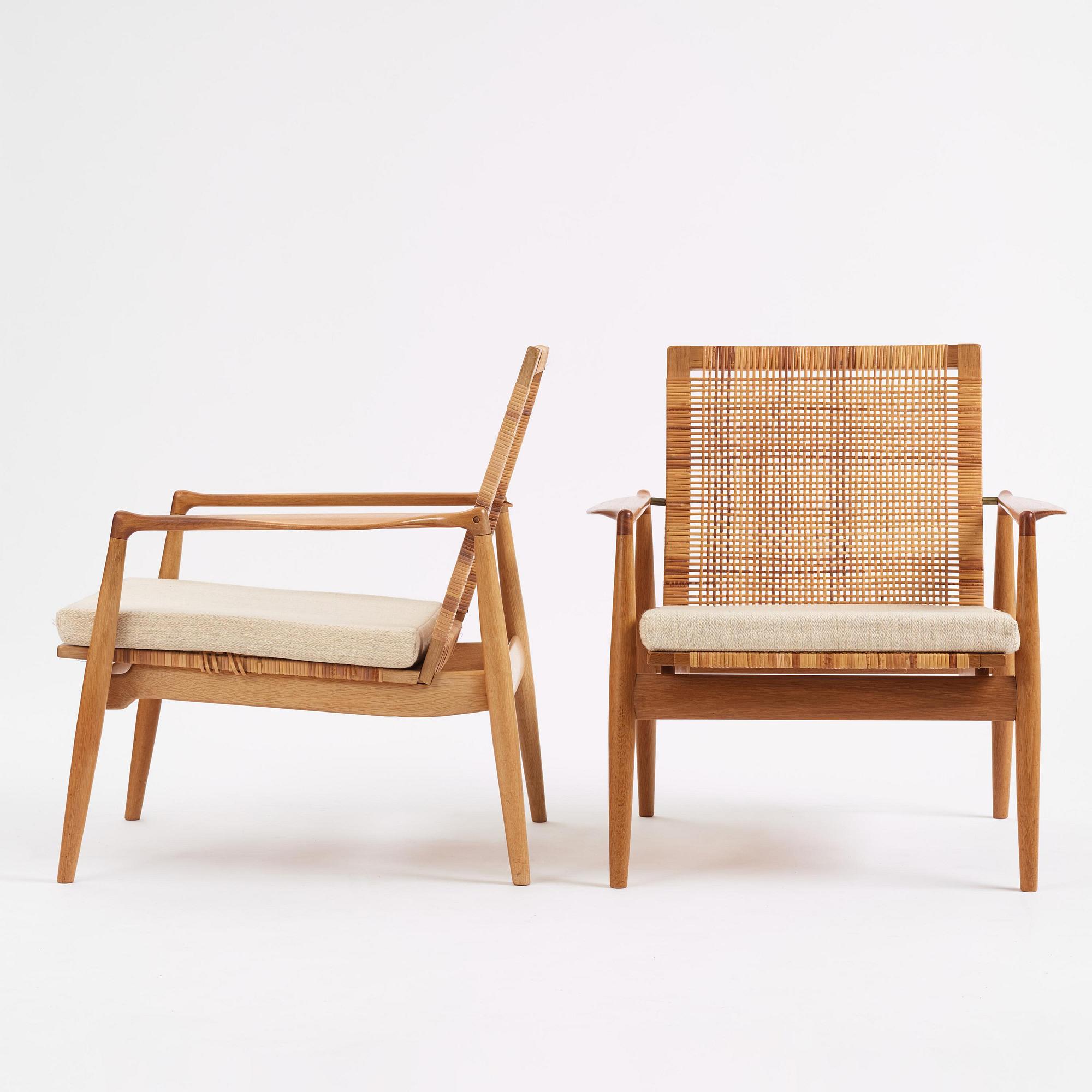 Finn Juhl, a pair of "SW 96" easy chairs, Søren Willadsen, Denmark.