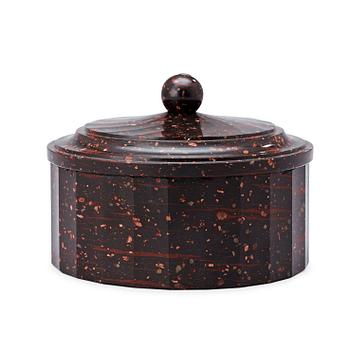 1500. A Swedish Empire 19th century porphyry butter box.
