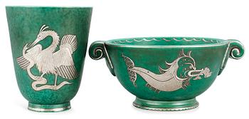 799. A Wilhelm Kåge 'Argenta' stoneware bowl and a vase, Gustavsberg.
