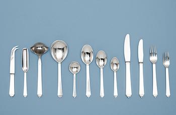 501. A Harald Nielsen set of 76 pcs of 'Pyramid' flatware, Georg Jensen, Copenhagen 1945- 77.