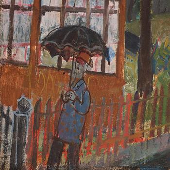 Olle Olsson-Hagalund, The red umbrella.