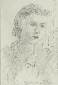 Bror Hjorth, blyertsteckning, signerad.