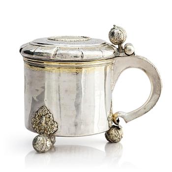 269. A Swedish 18th century parcel-gilt silver tankard, mark of Thomas Beckman the younger (active 1727-1765), Örebro.