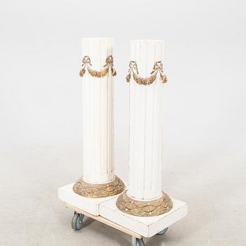 A pair of Gustavian style wooden pedestals first half of the 20th century.