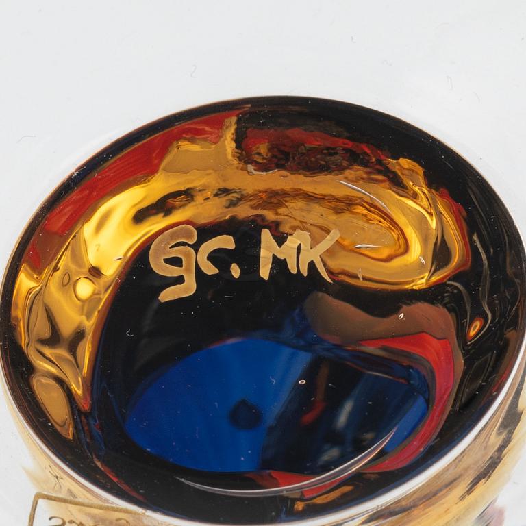 Gunnar Cyrén, eight 'Djävulsglas' vodka glasses, 'Nobel', Orrefors.