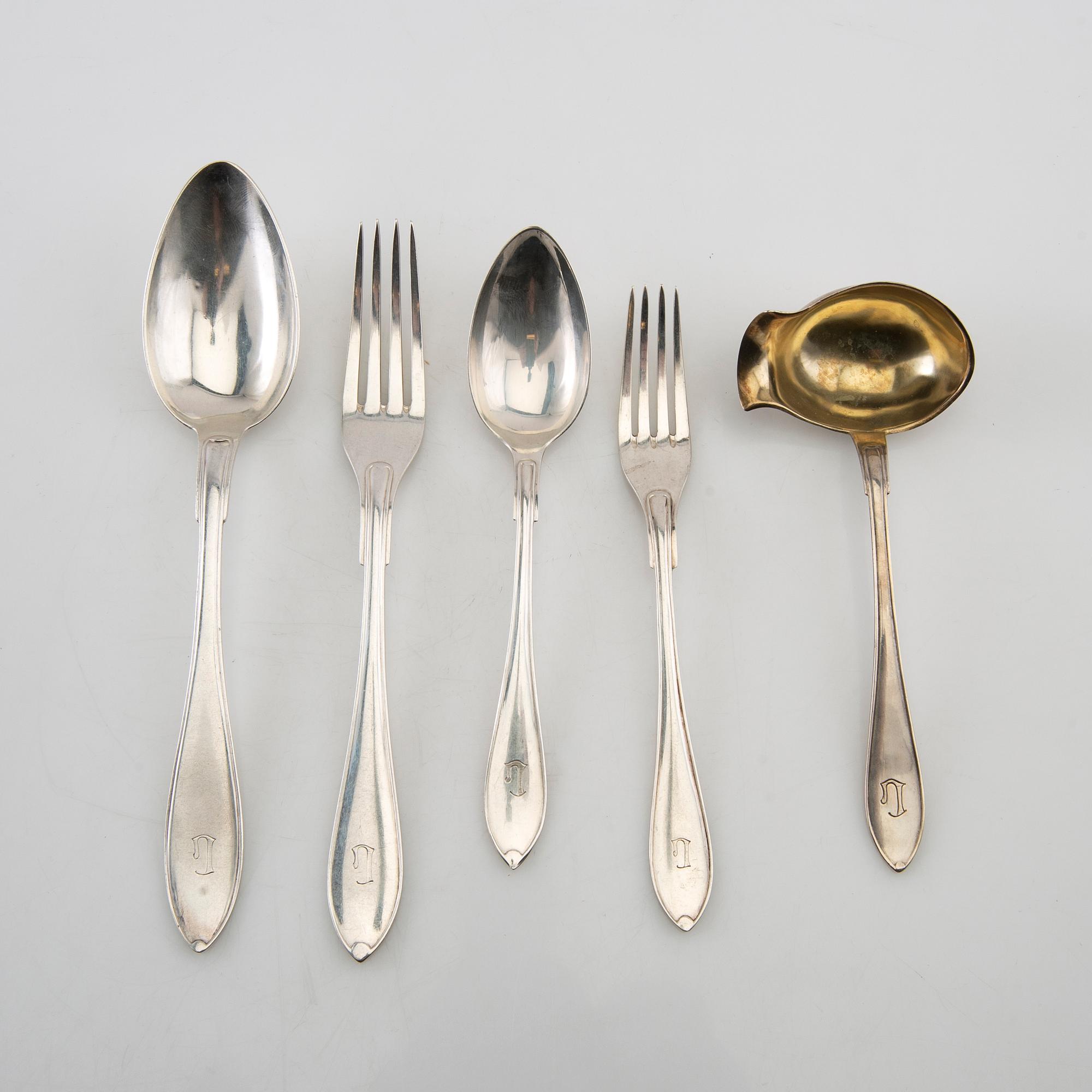 Bestick silver 21 dlr, Hanna Persson Kristianstad 1923 samt GAB Stockholm 1924.