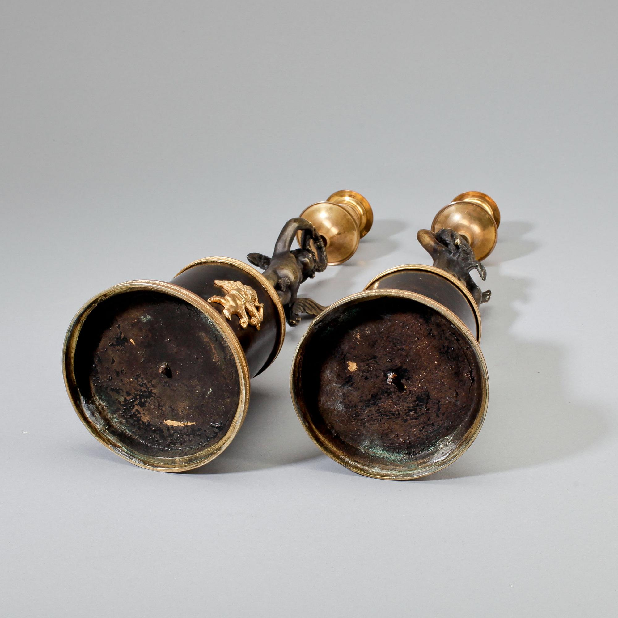 LJUSSTAKAR, ett par, empire, 1800-talets första hälft.