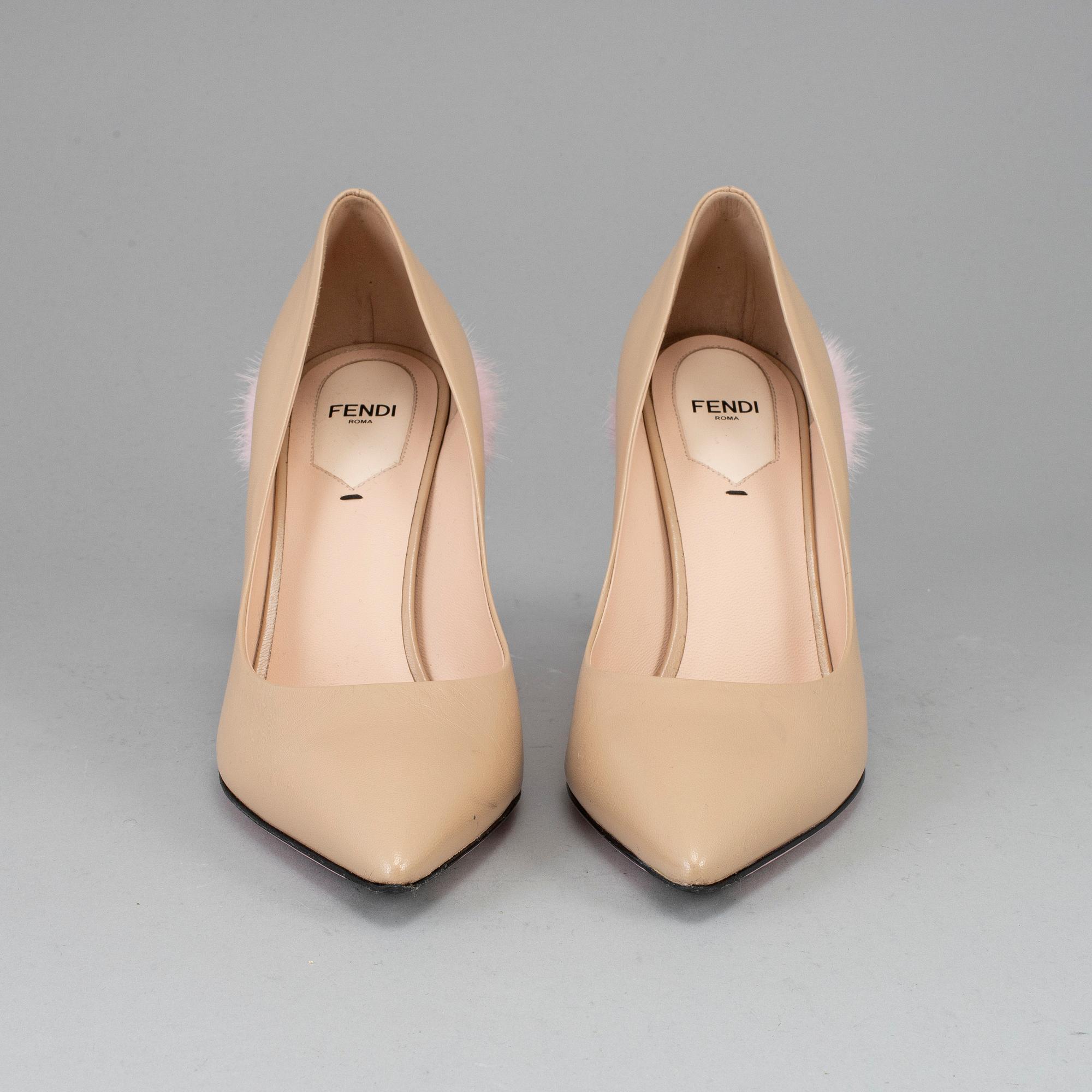 FENDI, a pair of leather hight heel shoes, size 40.