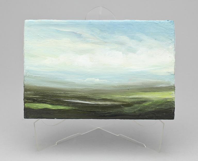 CECILIA HAUPT, olja på träkloss, signerad.