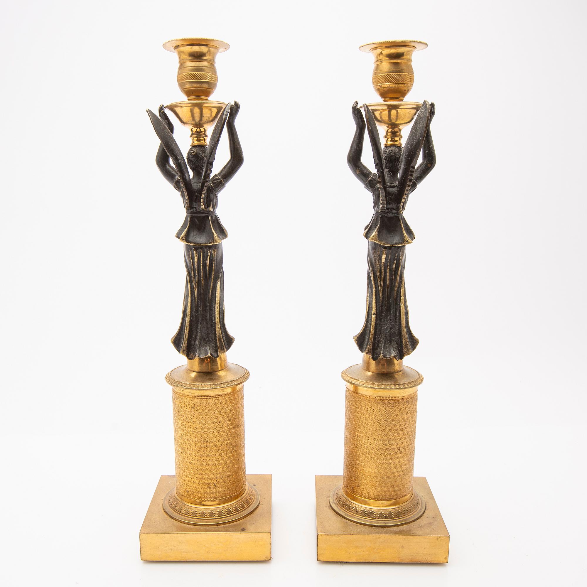 Candelabras, a pair, Empire style, France, second half of the 19th century.