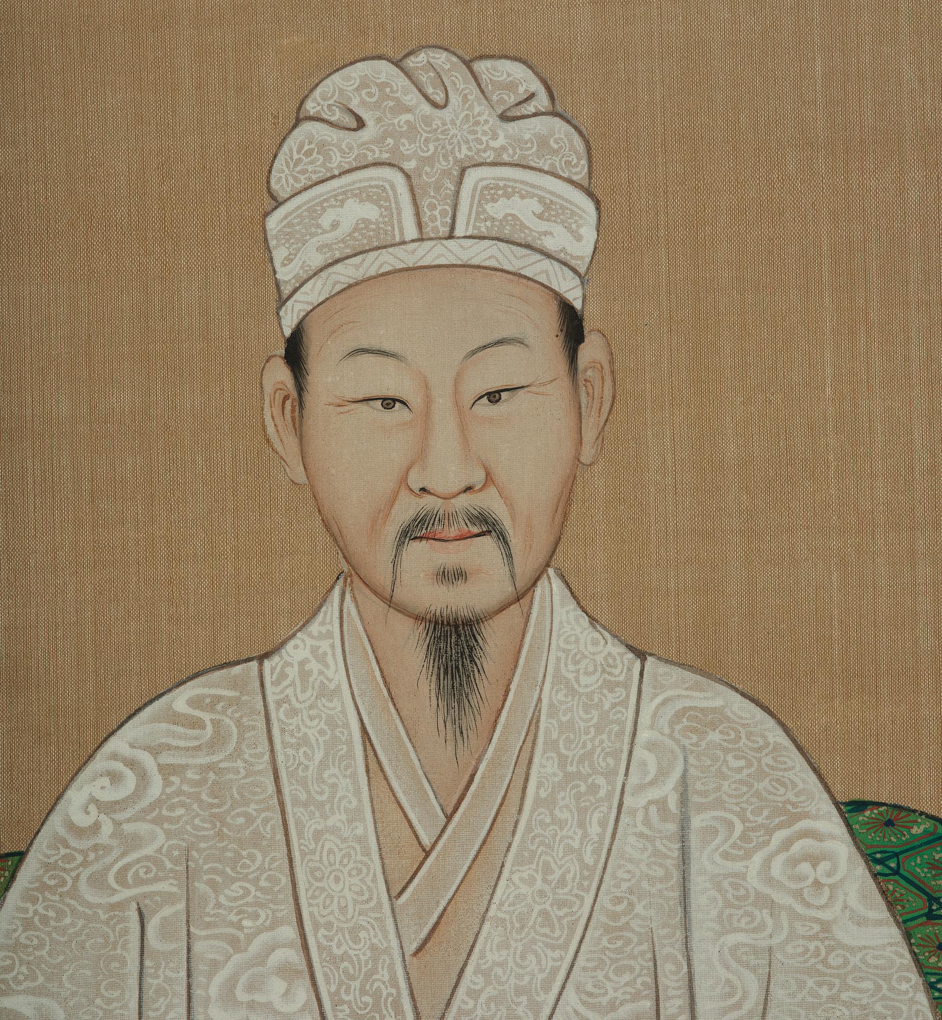 A pair of Thai ancestors portraits, around 1900.