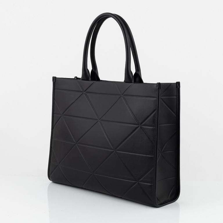 Prada, a black leather bag.