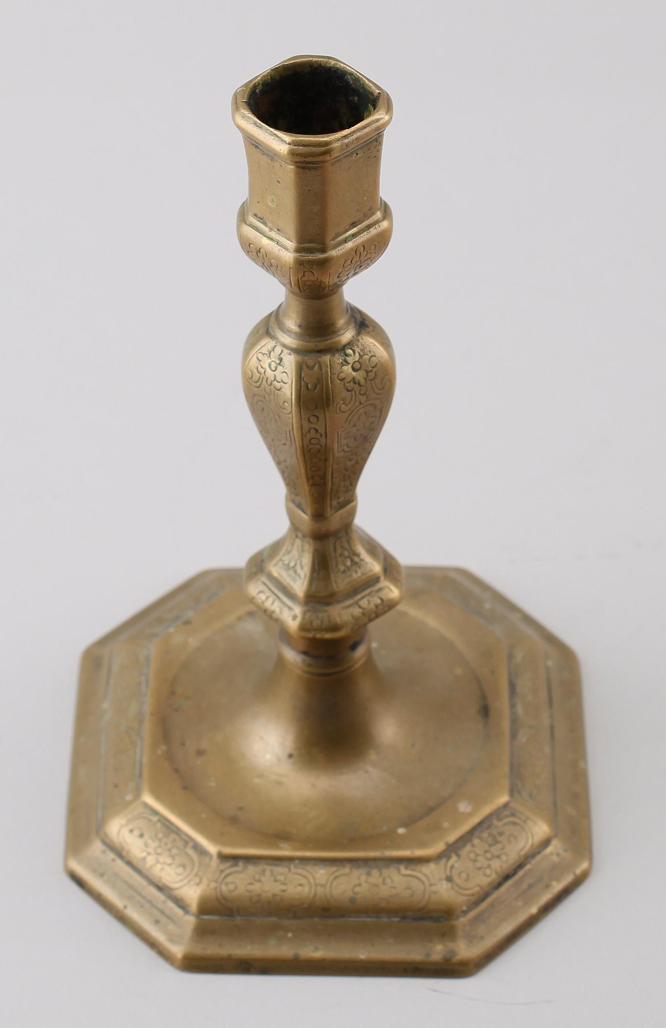 LJUSSTAKE, mässing, 1700-tal.