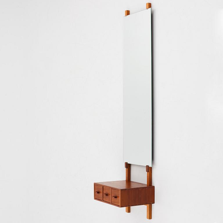 Uno & Östen Kristiansson,  hallmöbel/spegel med hylla, 1960/70-tal.