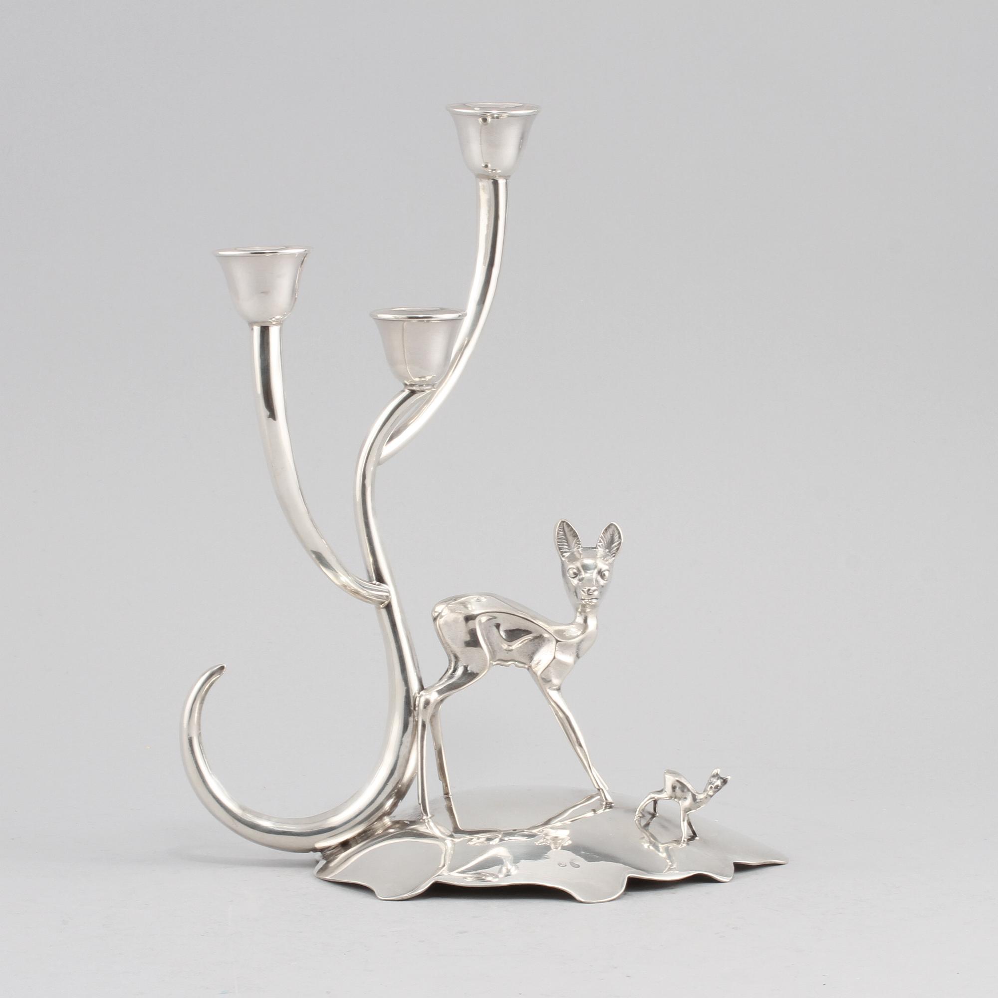 LJUSSTAKE, silver, ostämplad, 1900-tal. Vikt 285 g.