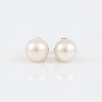 ÖRHÄNGEN, 8mm ljusrosa pärlor, 8mm på 18K guldstift.