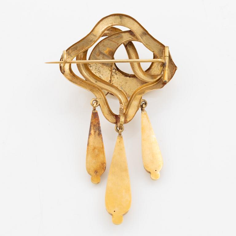 Brosch 18K guld, 1800-tal.