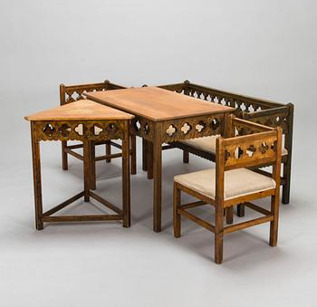 Möblemang, 7 delar, Tidaholms Bruks Aktiebolag, 1900- talets början.