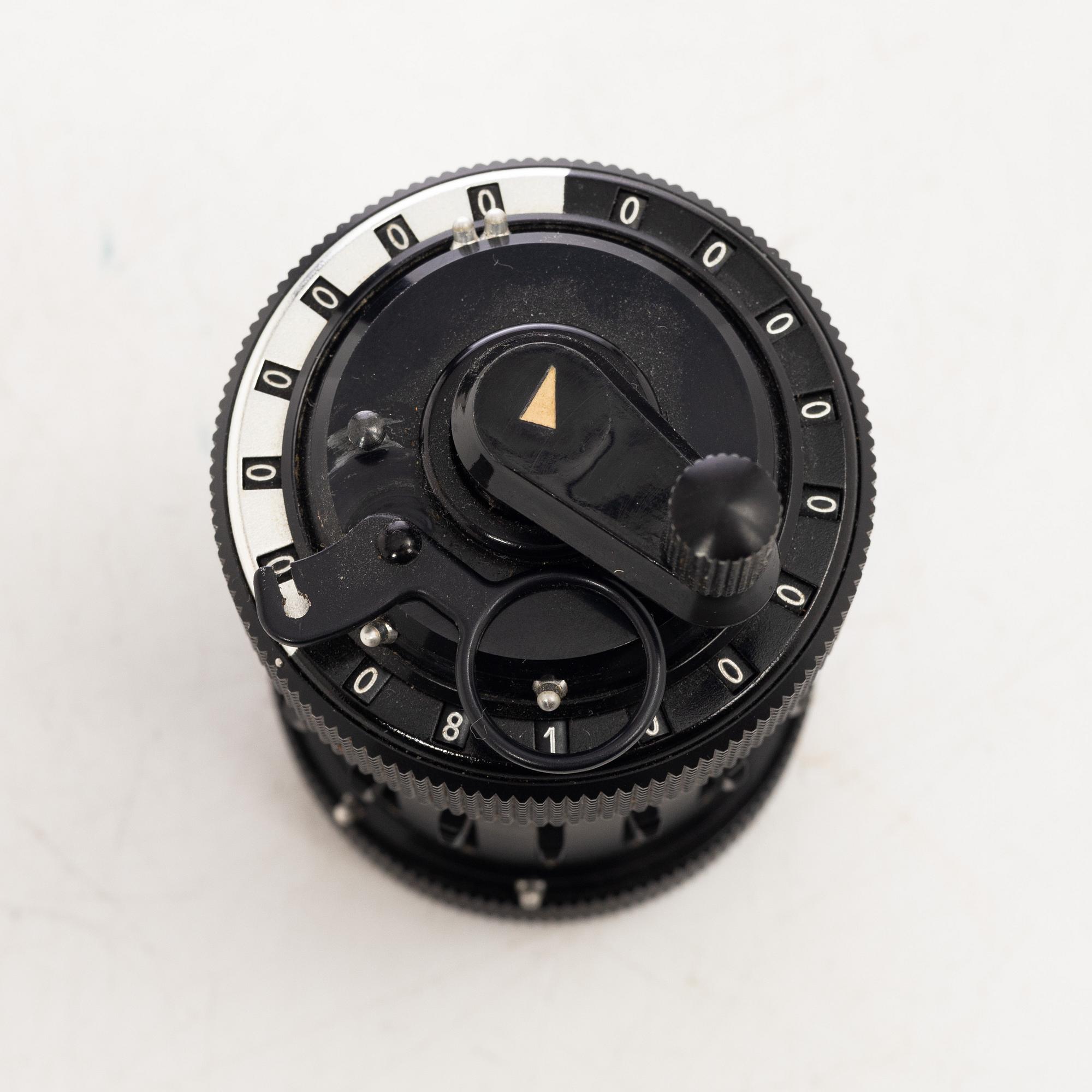 Räknemaskin, "Curta, Type I", utvecklad av Curt Herzstark, Contina AG Mauren, Lichtenstein, formgiven 1947.