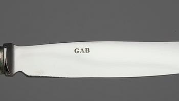 KNIVAR, 12+12 delar, silver, "Olga", GAB. 1900-talets senare del.