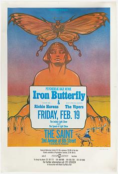 Iron Butterfly, konsertaffisch, The Saint Psychedelic Daze, 19 Februari, 1988.