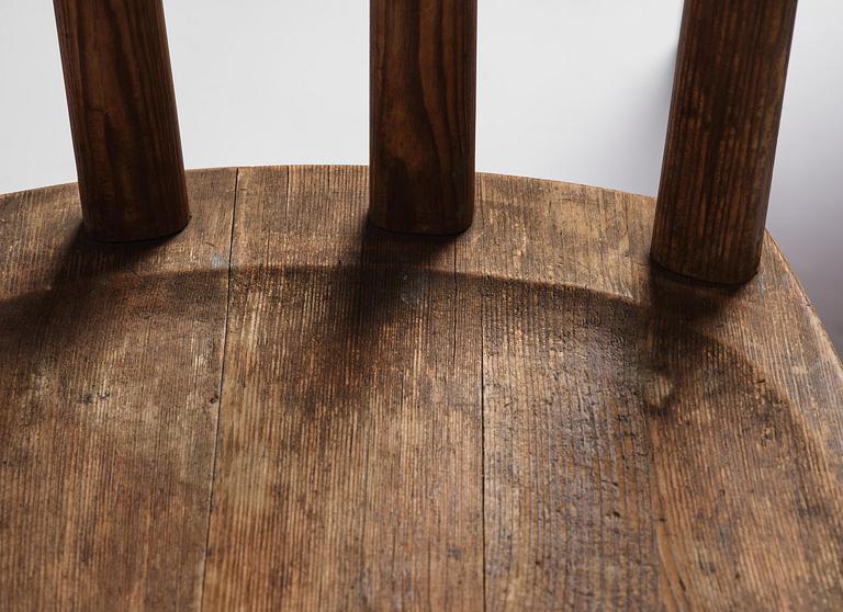 Axel Einar Hjorth, a set of seven stained pine "Utö" chairs, Nordiska Kompaniet, Sweden, 1930s.