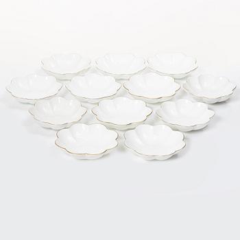 Karin Björquist, Flower-shaped bowls, 12 pcs, porcelain, "Nobel" Rörstrand.