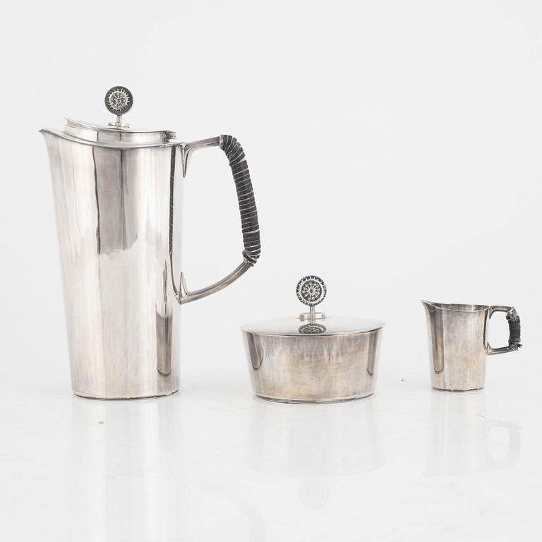 Yngve Berger for Åke Stavenow, a three piece silver coffee service, 1962.