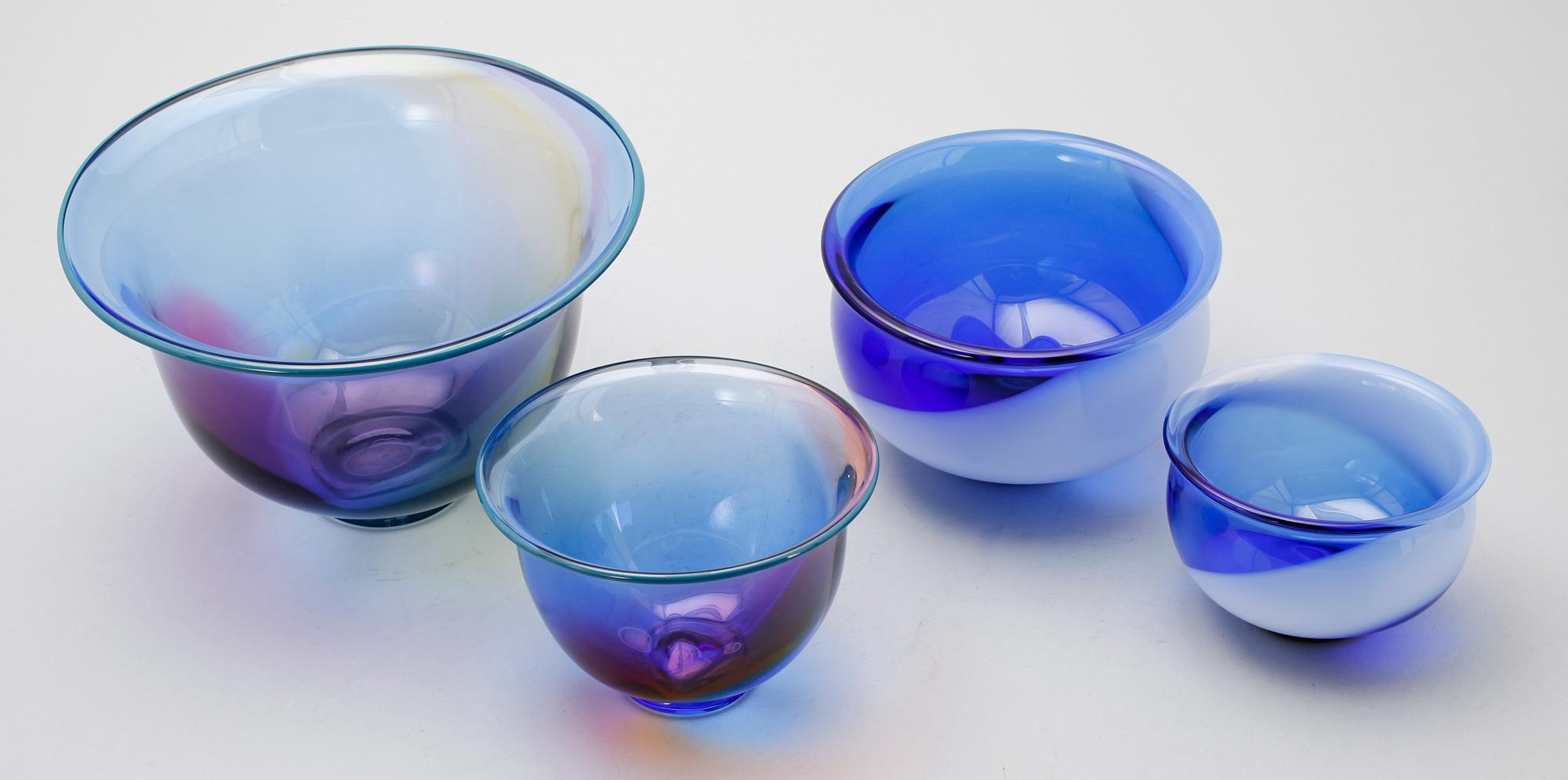 SKÅLAR, 4 st, glas, Transjö, WRL, 1900-talets andra hälft.