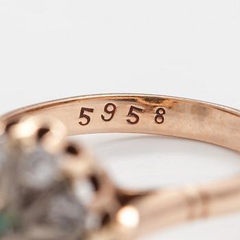 SORMUS, 14K kultaa, berylli, timantteja n. 0.40 ct yht. Neuvostoliitto.